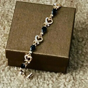 18k gold plated black crystal bracelet stunning and elegant